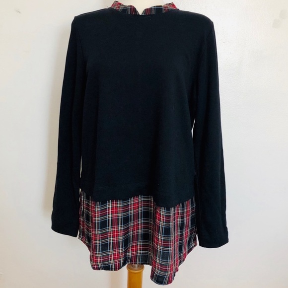 J. Jill Tops - ▪️J. Jill layered plaid top size small black red plaid